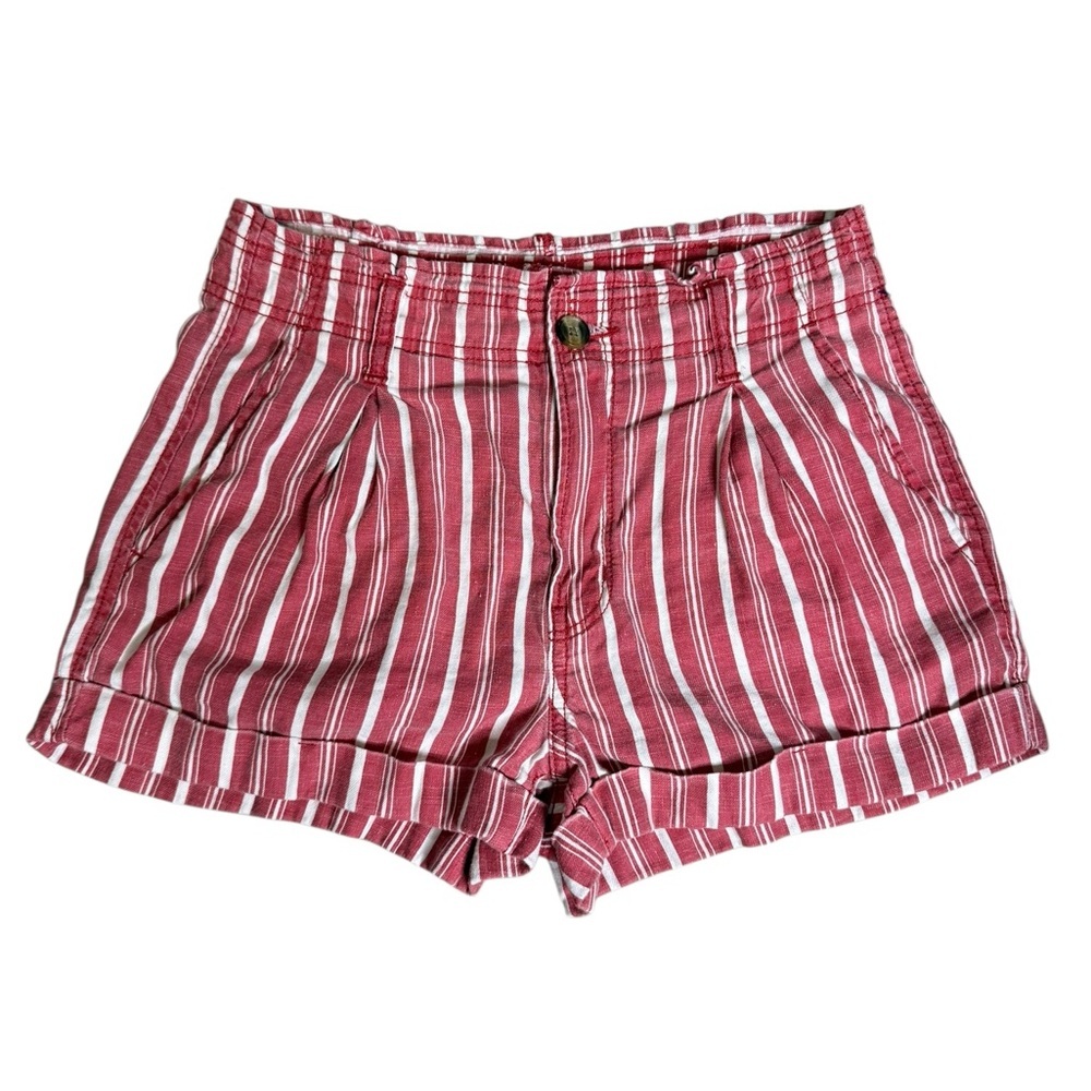 American Eagle Red and White Striped High Waisted Shorts, Size 4